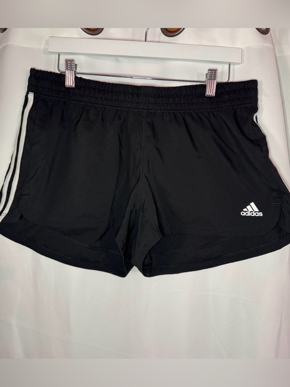 adidas Black Women’s Athletic Shorts with White Stripes size Large 14/16